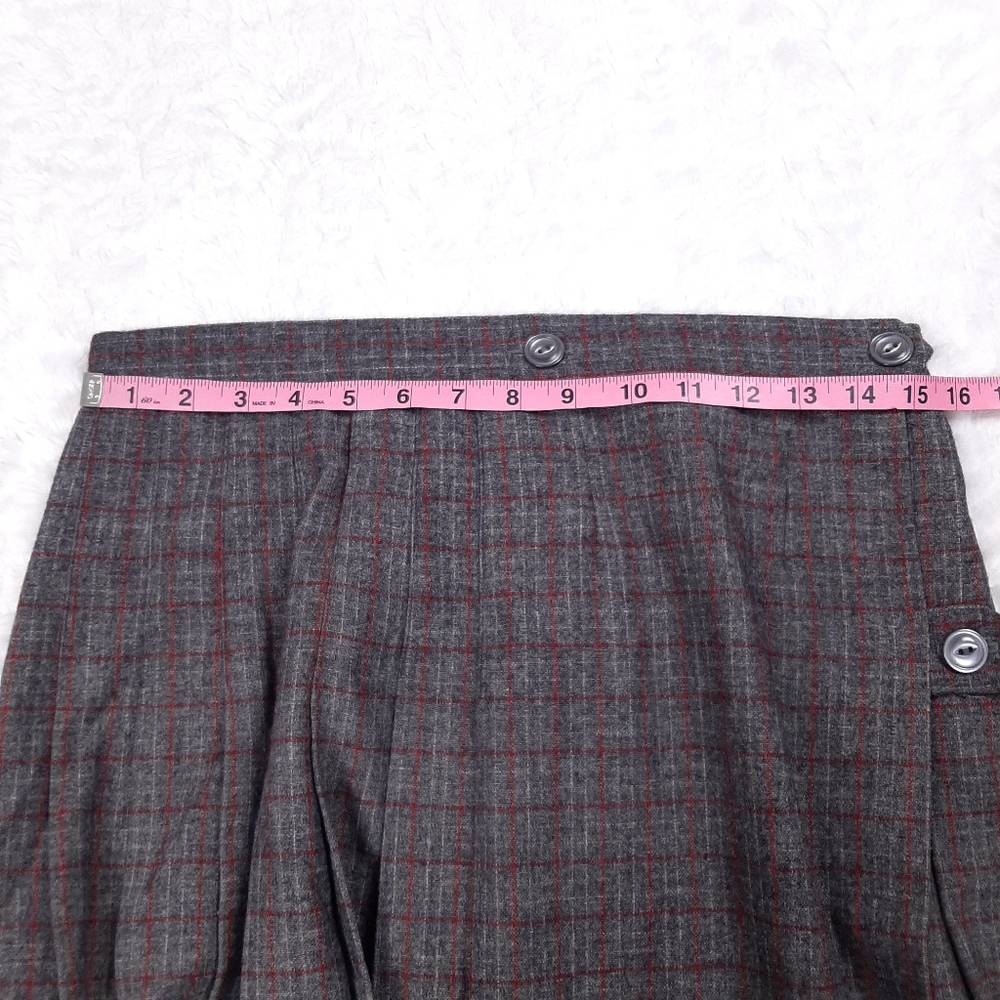 Vintage plaid wool blend pleated skirt fall winter dark light classic academia - Picture 4 of 8